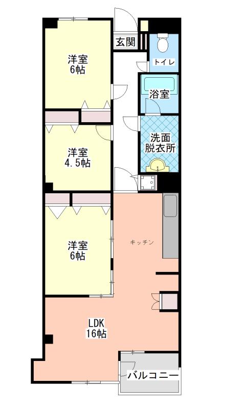 矢作台パレス(3LDK/1階)の間取り写真