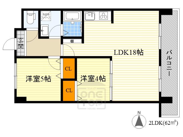 セントラルコート1(2LDK/2階)の間取り写真