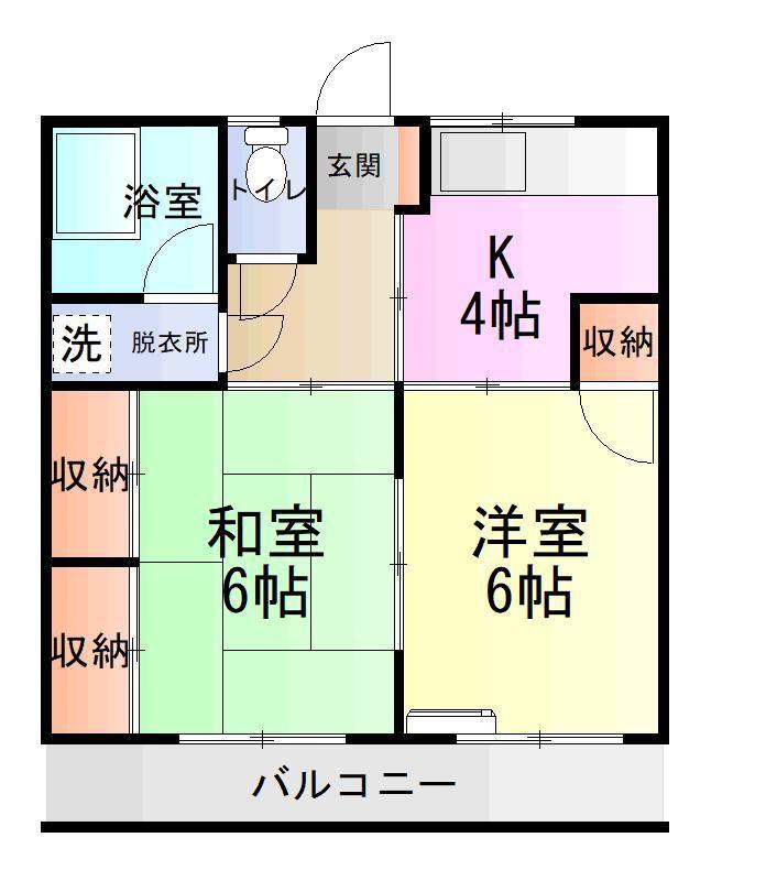 東光荘(2DK/2階)の間取り写真