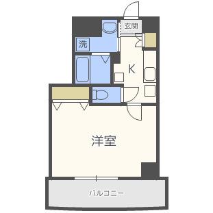 ラ・フォンテ松屋町(1K/2階)の間取り写真
