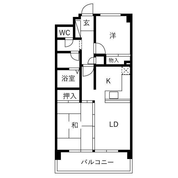 セントラルハイツ本城(2LDK/1階)の間取り写真