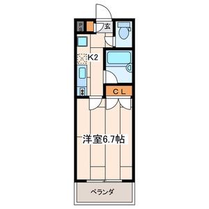 ミッドフィールド武蔵中原(1K/3階)の間取り写真