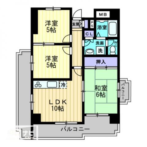 リアライズ上福岡(3LDK/9階)の間取り写真