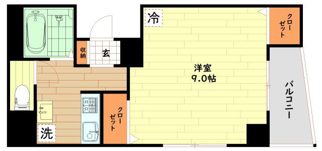 AVER新野田(1K/9階)の間取り写真