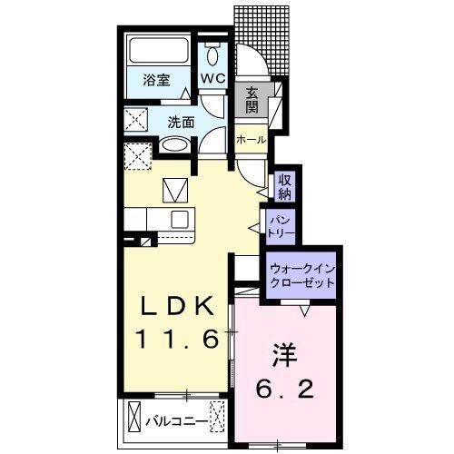 ＪＲ東海道本線 豊田町駅 バス乗車時間：18分 最寄りバス停で下車 徒歩10分 2階建 築7年(1LDK/1階)の間取り写真