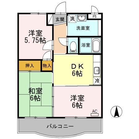 恵比寿ガーデンII(3DK/1階)の間取り写真