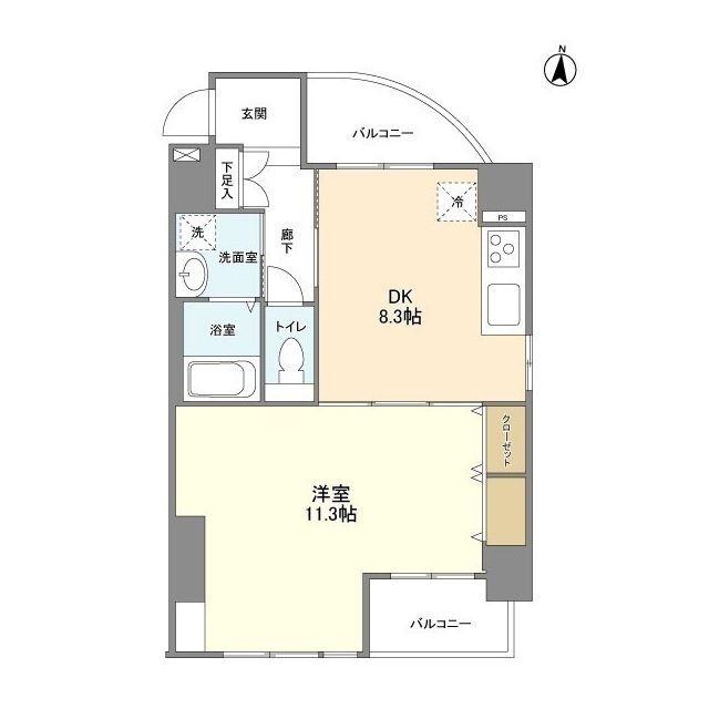 CASSIA錦糸町サウス COURT(1LDK/3階)の間取り写真