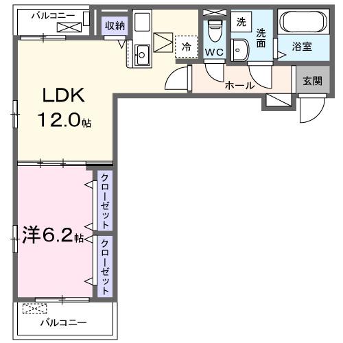 マル・ベラーノ(1LDK/1階)の間取り写真