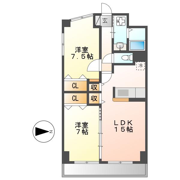 インプルーブ金山(2LDK/8階)の間取り写真