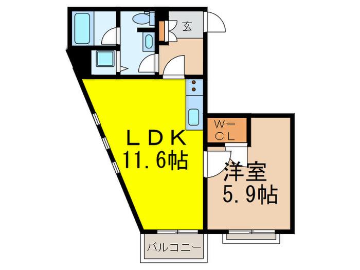 サウスコーラル(1LDK/4階)の間取り写真