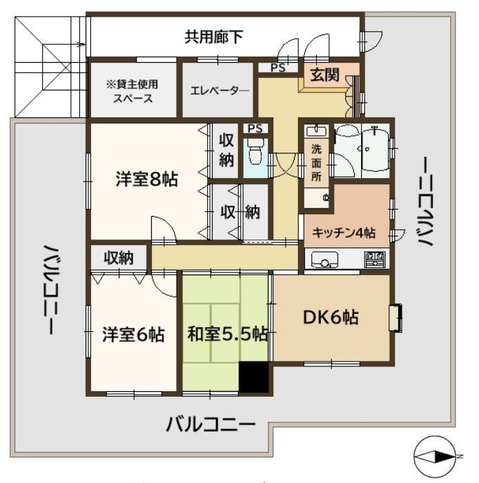 マジェスティ御影(3LDK/5階)の間取り写真