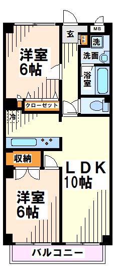BEAUTIFUL LIFE ビューティフルライフ(2LDK/3階)の間取り写真