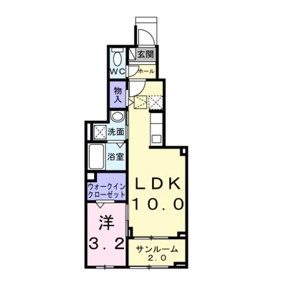 リバーサイド伴(1LDK/1階)の間取り写真