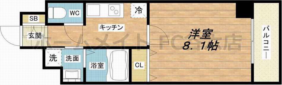 グランバース福島(1K/3階)の間取り写真