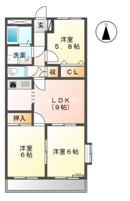 メルヴェーユ(3DK/3階)の間取り写真