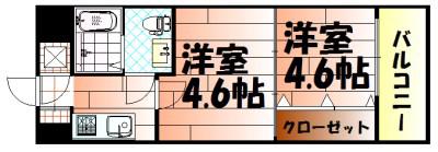 NO.47 PROJECT2100小倉駅(2K/10階)の間取り写真