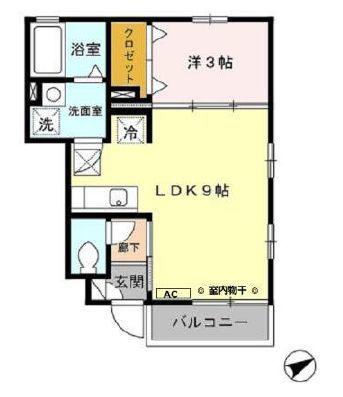 ルミエールAB(1DK/1階)の間取り写真