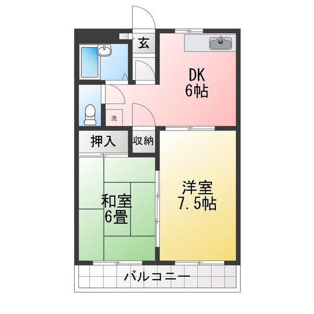ヒマワリハイツ1(2DK/3階)の間取り写真