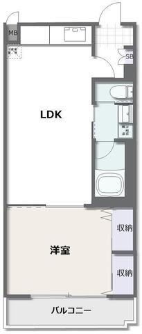 ピアコートB(1LDK/1階)の間取り写真