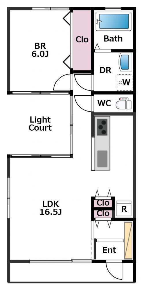 COUR(1LDK/1階)の間取り写真