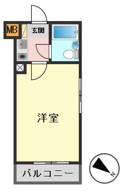 パレ・ドール東金町II(1K/2階)の間取り写真