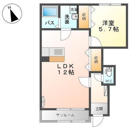 キャトルセゾンII(1LDK/1階)の間取り写真