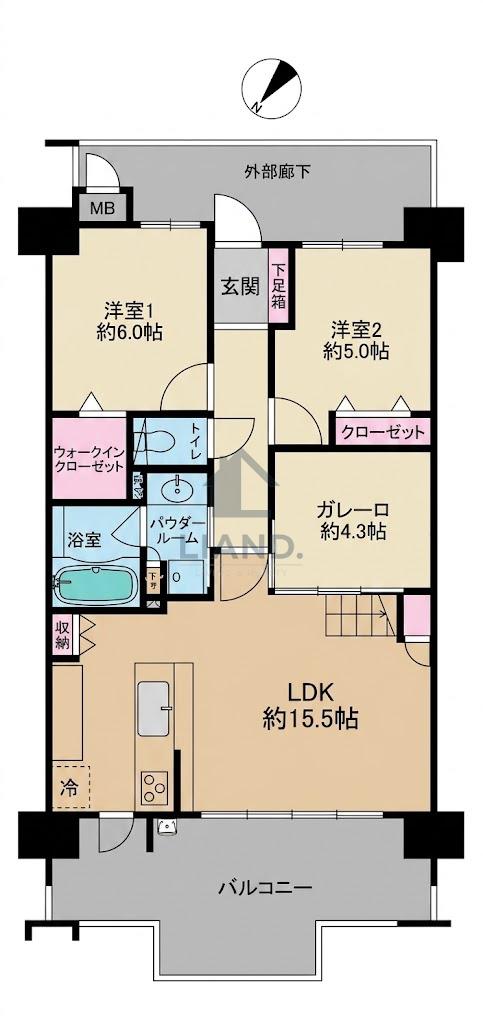 レジア 赤坂テラス(2SLDK/12階)の間取り写真
