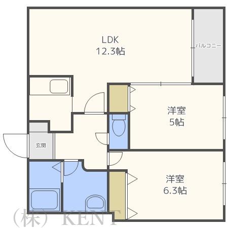 リヴェール琴似(2LDK/3階)の間取り写真
