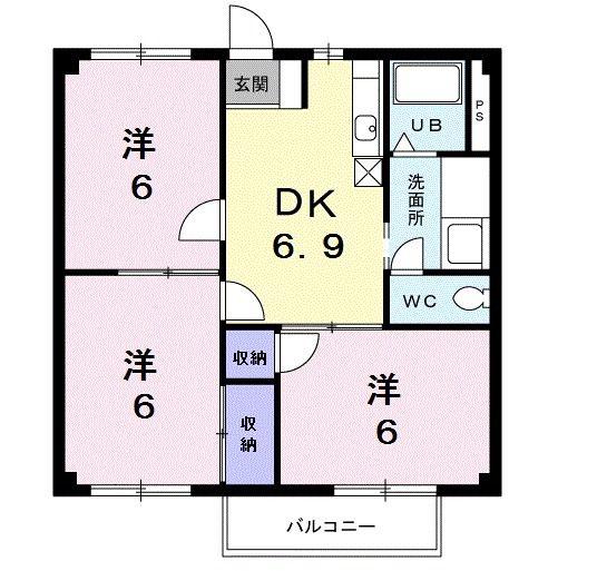 メゾン ヴァイオレット(3DK/2階)の間取り写真