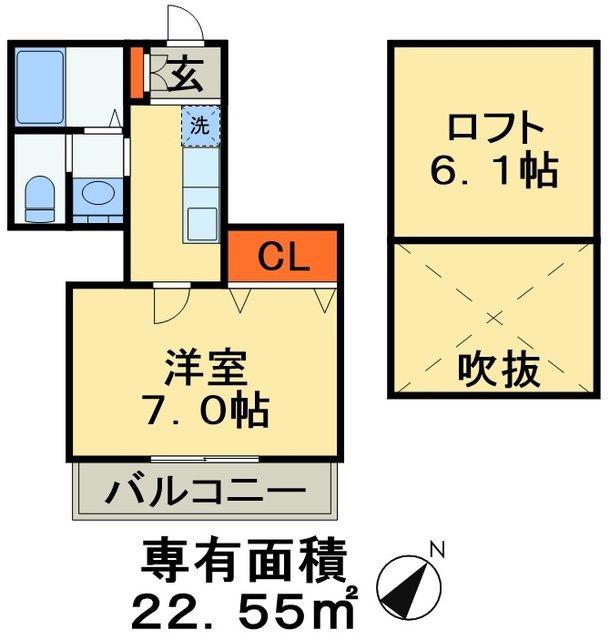 クリーク幕張(1K/2階)の間取り写真