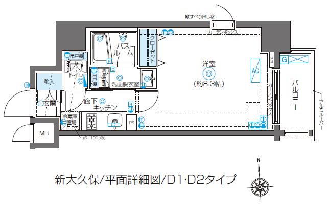 ZOOM新大久保(1K/6階)の間取り写真