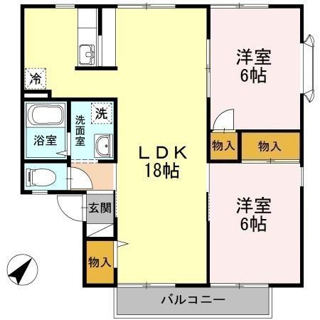 セジュールワイズ A棟(2LDK/1階)の間取り写真