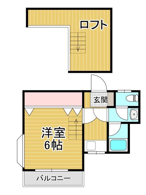 アルカディア友丘(1DK/2階)の間取り写真