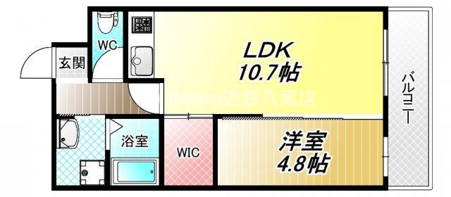 ピオニー久宝寺(1LDK/4階)の間取り写真
