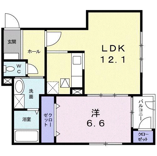 パラッツオ わたなべ(1LDK/1階)の間取り写真