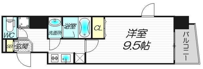 エスライズ本町東(1K/15階)の間取り写真