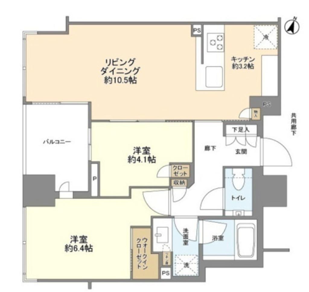 ブリリア二番町(2LDK/17階)の間取り写真