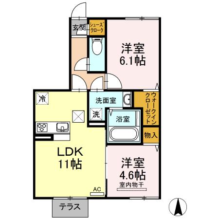 ソラーナ II(2LDK/2階)の間取り写真