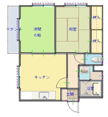 グリーンタウン池田(2DK/2階)の間取り写真