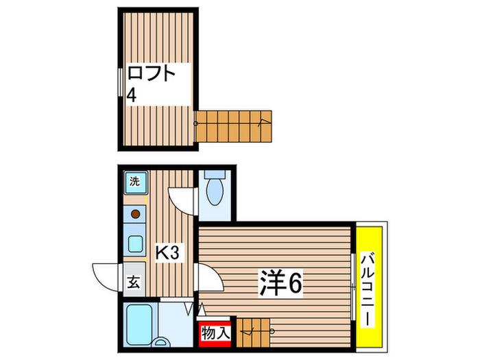 シャトレーゼ(1K/2階)の間取り写真