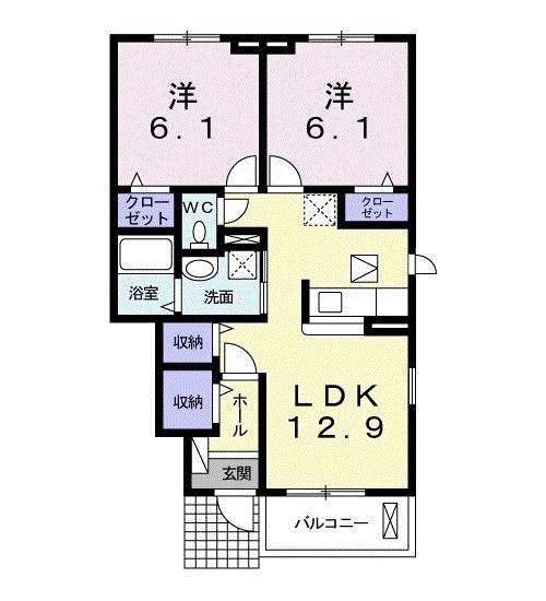 イストワールIII(2LDK/1階)の間取り写真