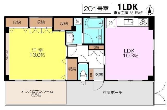 サンケー・G(1LDK/2階)の間取り写真
