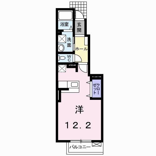 ポプルスA(ワンルーム/1階)の間取り写真