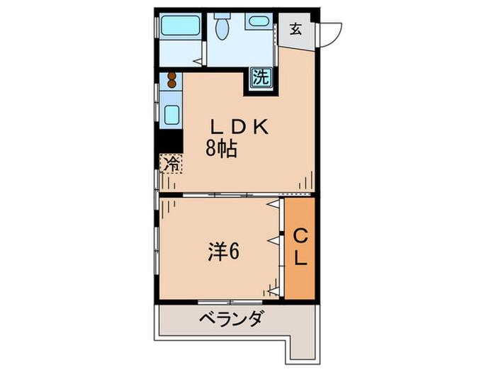 第6眞市ビル(1LDK/3階)の間取り写真