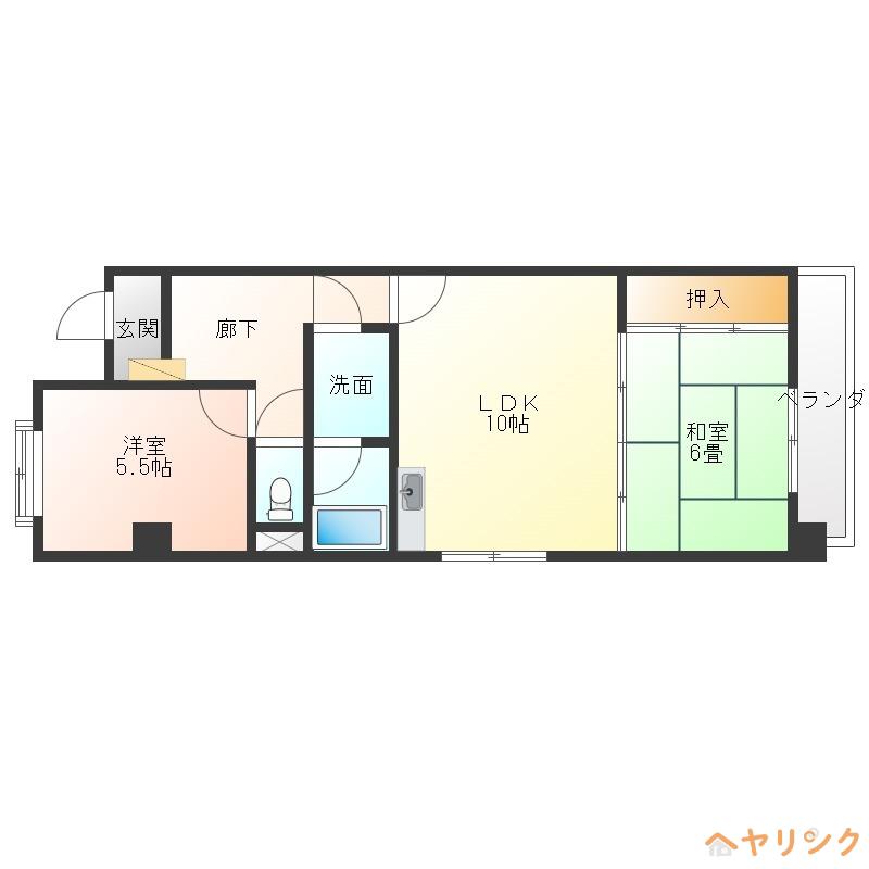 フジパークハイツ(2DK/2階)の間取り写真