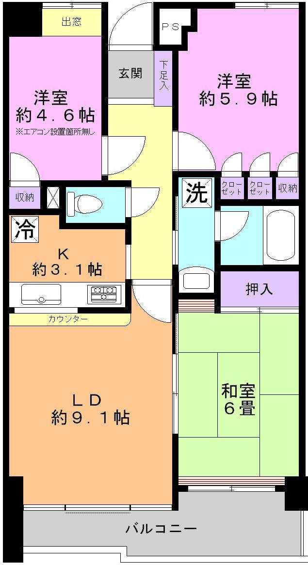 デュアルコート川口イーストビュー(3LDK/12階)の間取り写真