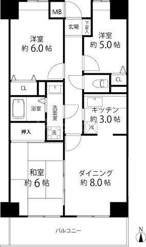 TS GARDEN東尾久(3LDK/3階)の間取り写真