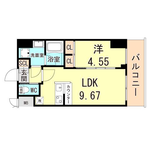 プレジオ武庫川ASIAN(1LDK/5階)の間取り写真