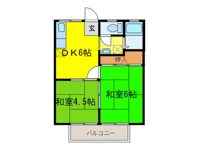 映和ハイツ(2DK/2階)の間取り写真