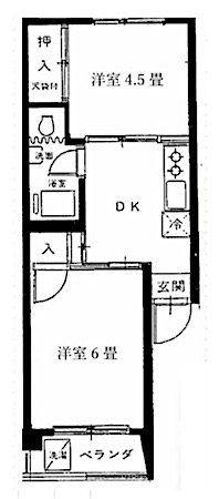 新井薬師ロイヤルコーポ(2DK/3階)の間取り写真